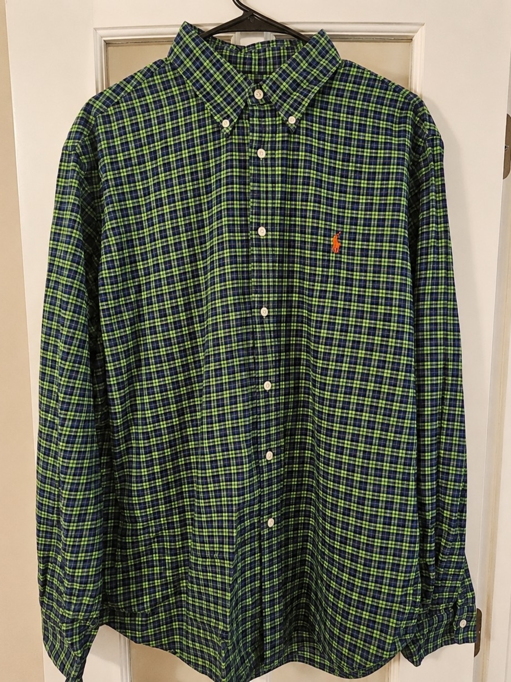 Polo Ralph Lauren Men’s Green & Navy Plaid Button-Down Shirt